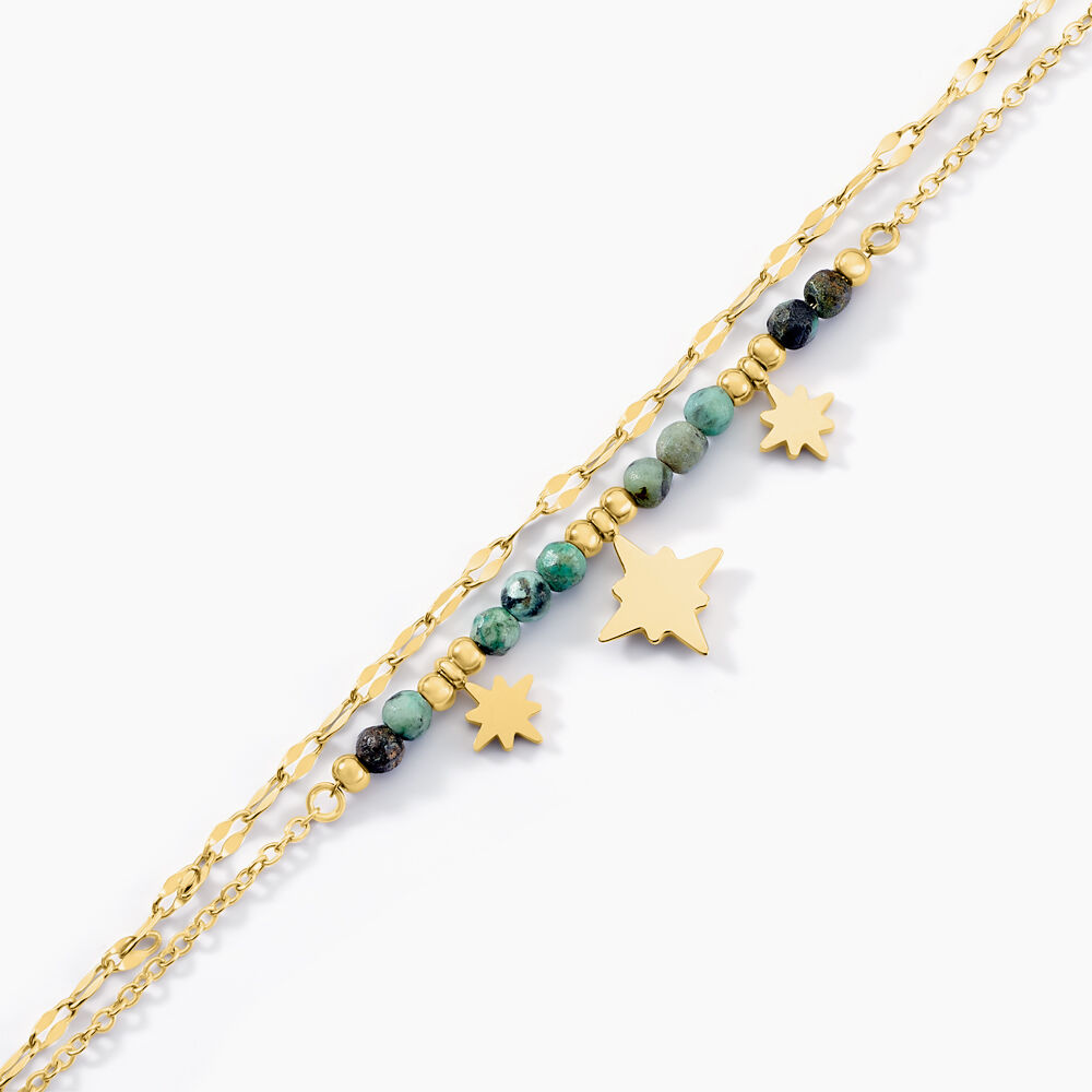 Bracelet Athena Acier Dor&eacute; Jaspe Africain - Bracelets cha&icirc;nes Femme | Marc Orian