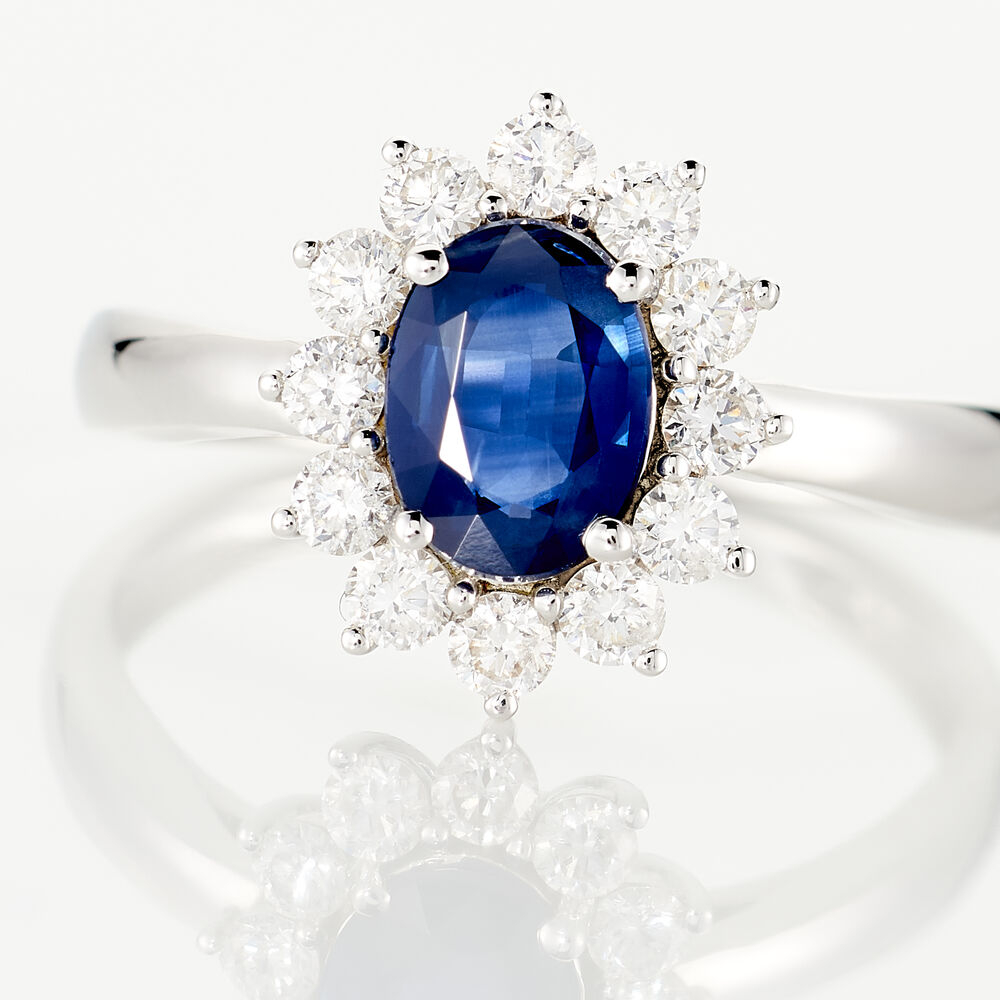 Bague Or Blanc Saphir Diamants - Solitaires Femme | Marc Orian