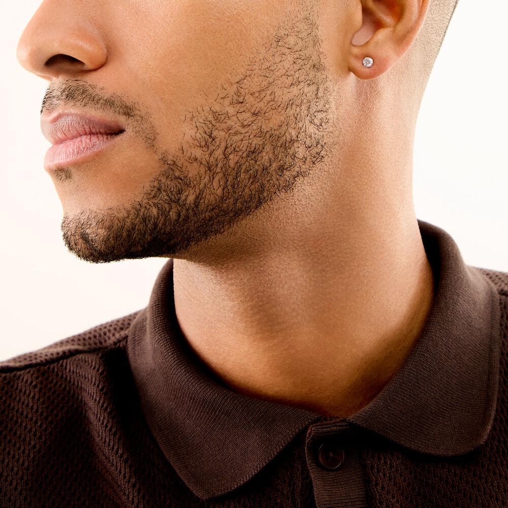 Boucles D'Oreilles Puces Iarfhlaith Or Blanc Oxyde De Zirconium - Puces Homme | Marc Orian