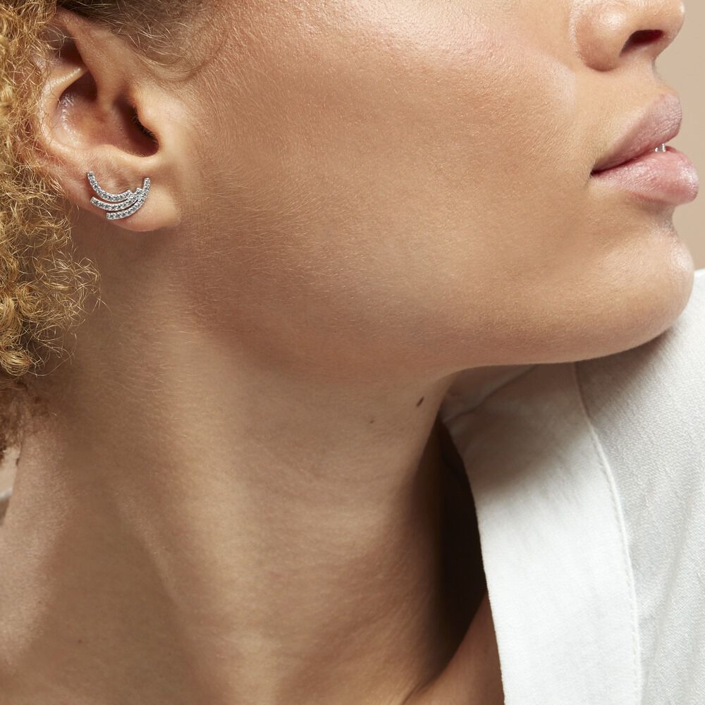 Boucles D'oreilles Puces Augustus Argent Blanc Oxyde De Zirconium - Puces Femme | Marc Orian