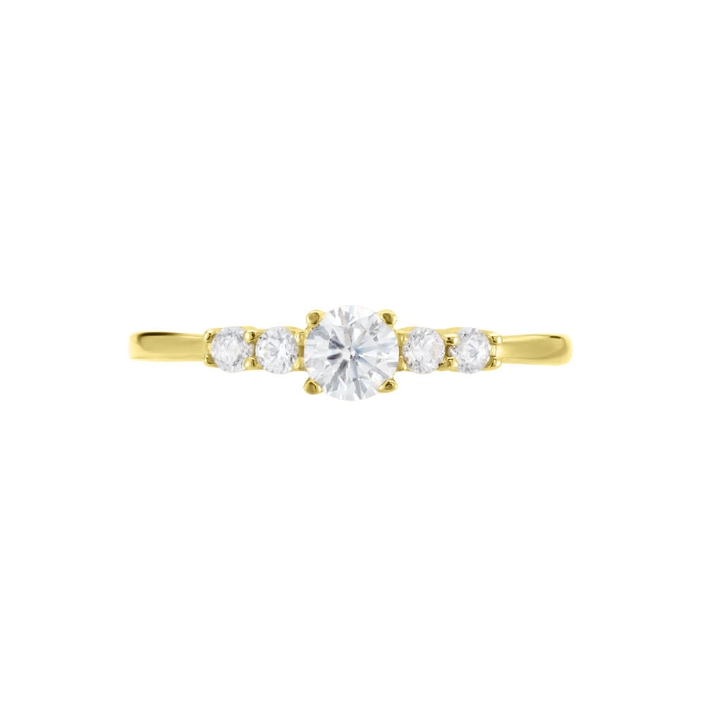 Bague Solitaire Accompagn&eacute; Or Jaune Antonette Oxyde De Zirconium - Solitaires Femme | Marc Orian