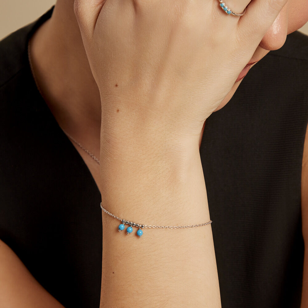 Bracelet Della Argent Blanc Turquoise - Bracelets chaînes Femme | Marc Orian