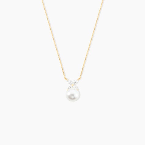 Collier Norah Or Jaune Perle De Culture Et Oxyde De Zirconium - Colliers avec pierres Femme | Marc Orian