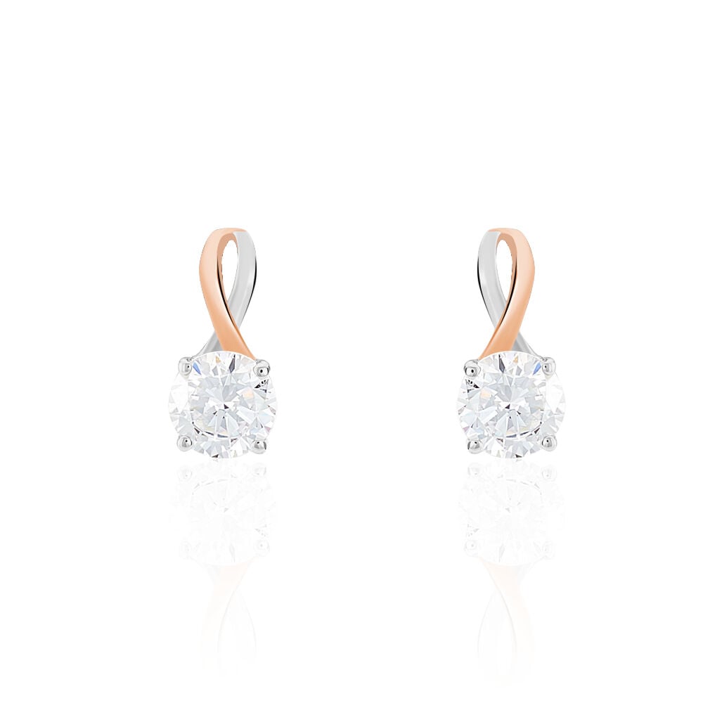 Boucles D'oreilles Pendantes Micheline Or Bicolore Oxyde De Zirconium - Pendantes Femme | Marc Orian