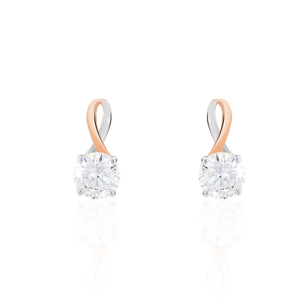 Boucles D'oreilles Pendantes Micheline Or Bicolore Oxyde De Zirconium - Pendantes Femme | Marc Orian