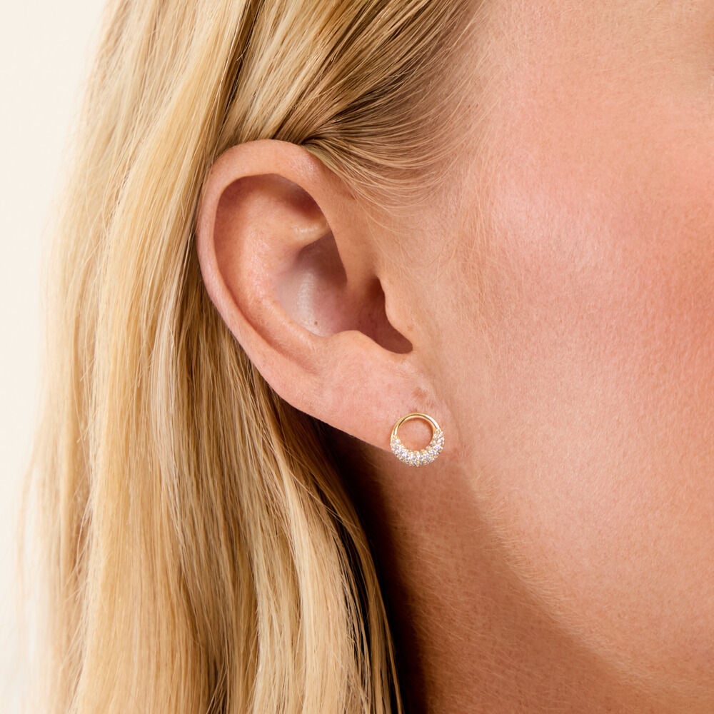 Boucles D'Oreilles Puces Amelia Plaqu&eacute; Or Jaune Oxyde De Zirconium - Puces Femme | Marc Orian