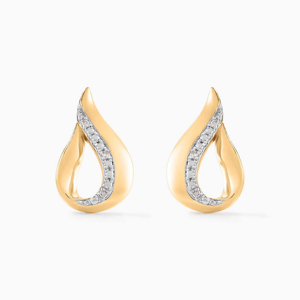 Boucles D'oreilles Puces Goccie Or Jaune Diamant - Puces Femme | Marc Orian