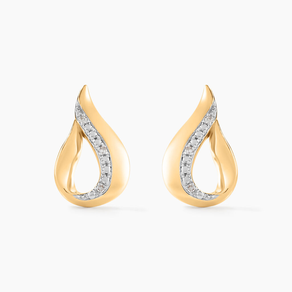 Boucles D'oreilles Puces Goccie Or Jaune Diamant - Puces Femme | Marc Orian