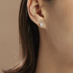 Boucles D'oreilles Puces Charlene Or Blanc Diamant Synthetique - Clous d'oreilles Femme | Marc Orian