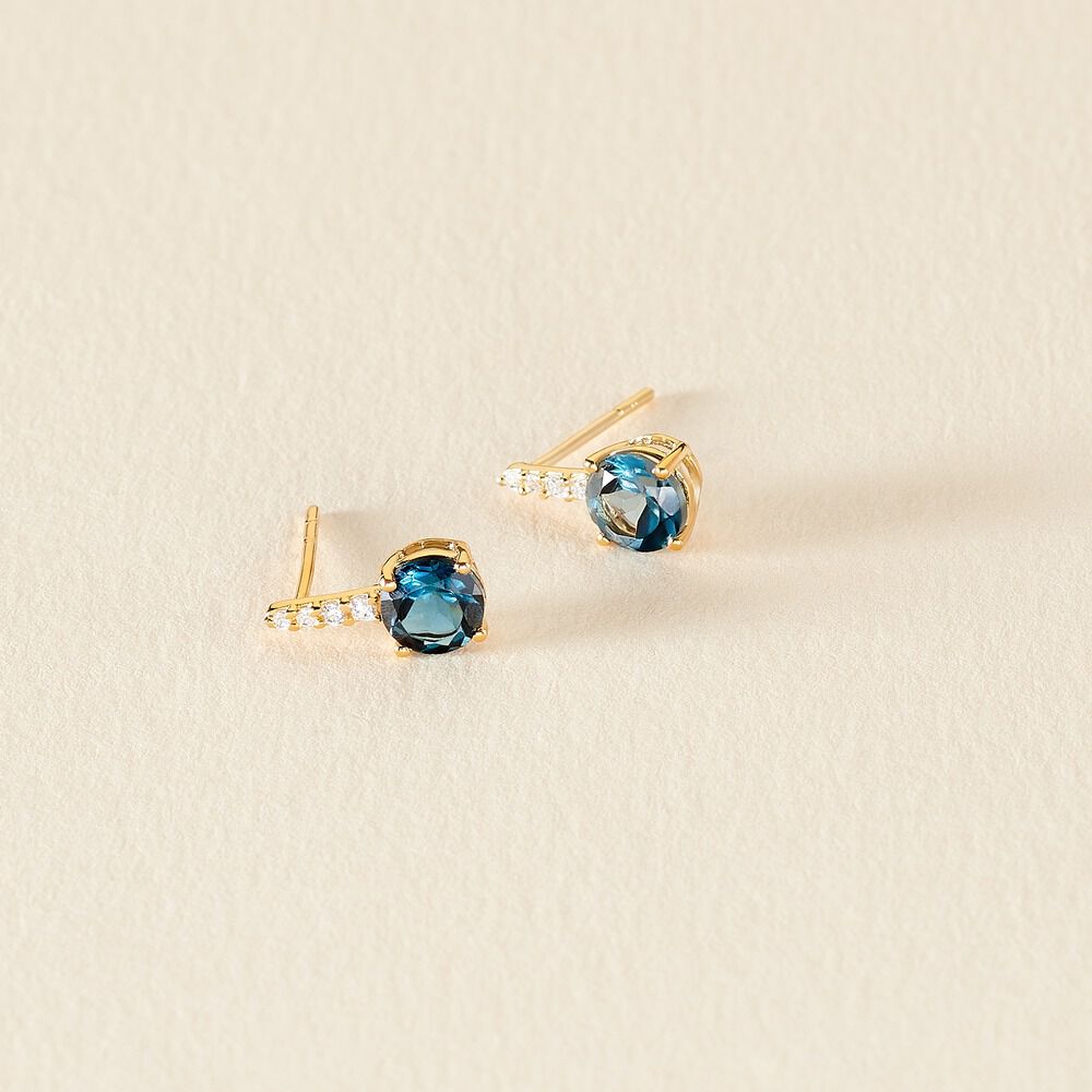 Bijoux D'oreilles Monroe Or Jaune Topaze Oxyde De Zirconium - Puces Femme | Marc Orian