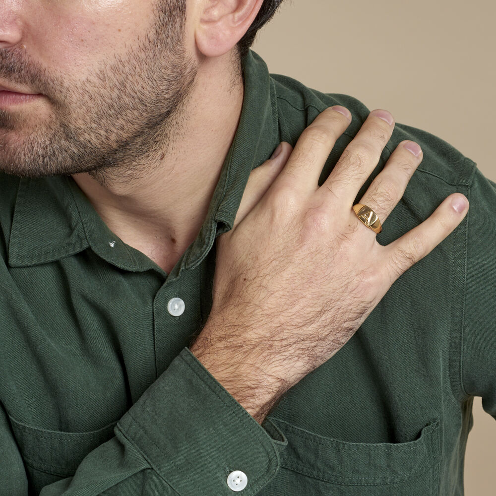 Chevalière Plaqué Or Jaune Luciano - Chevalières Homme | Marc Orian