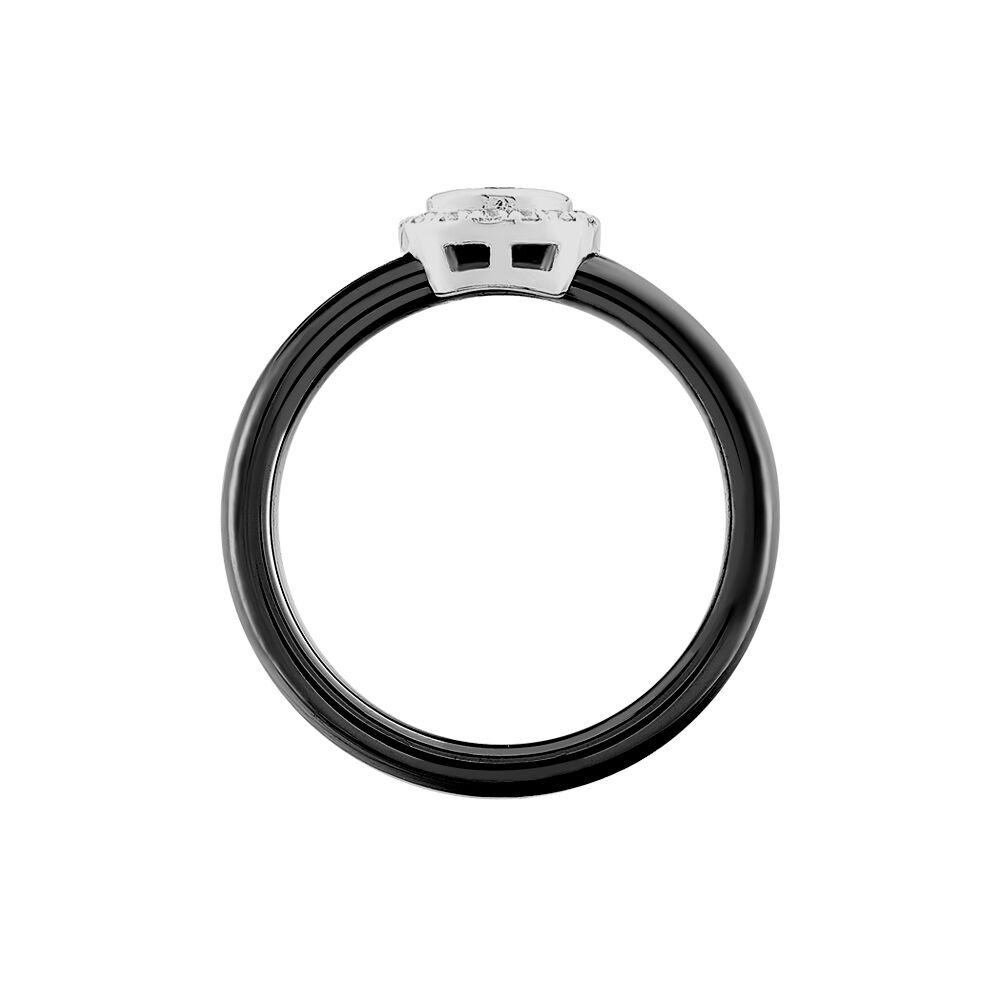 Bague Solitaire Solitaire Argent Blanc C&eacute;ramique Et Oxyde De Zirconium - Bagues de promesse Femme | Marc Orian