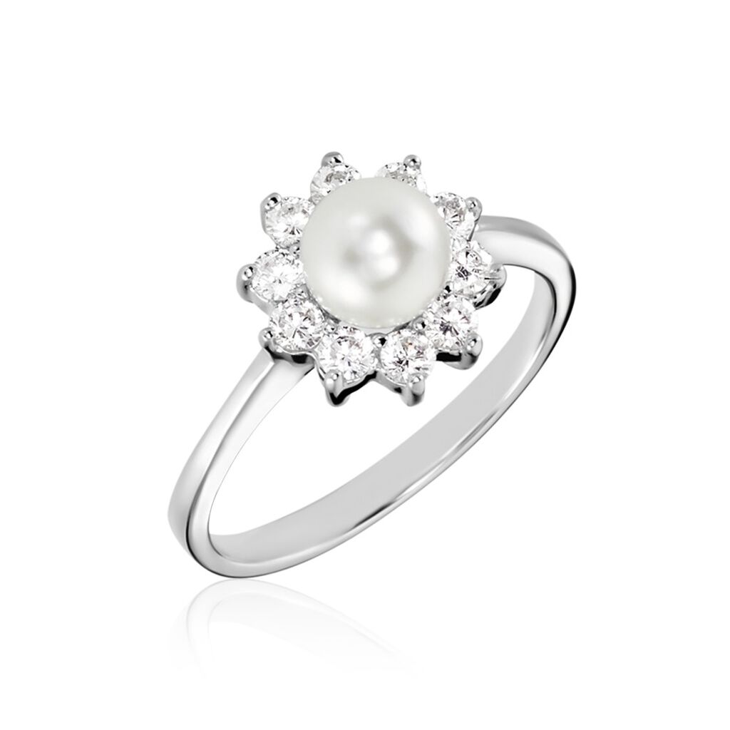 Bague Argent Blanc Cheri Perle De Culture Oxydes De Zirconium - Bijoux fantaisie Femme | Marc Orian