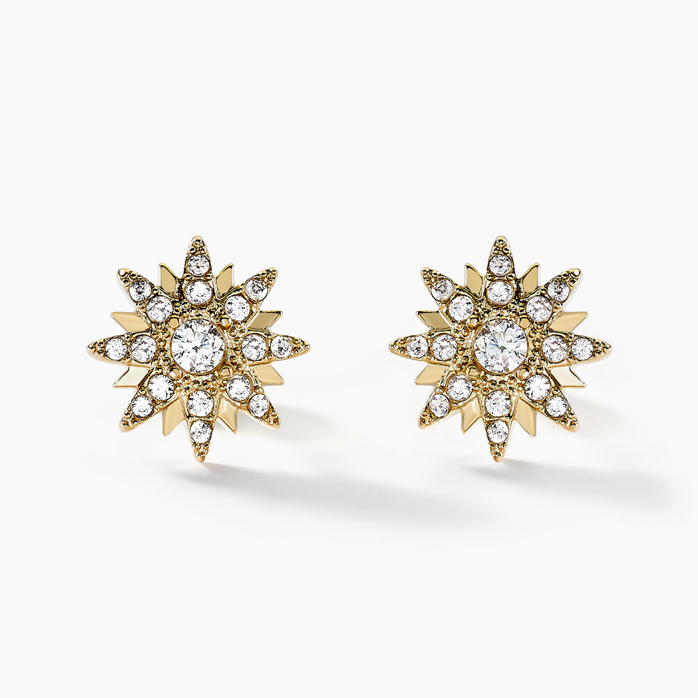 Boucles D'oreilles Puces Eva Acier Jaune Oxyde De Zirconium - Puces Femme | Marc Orian