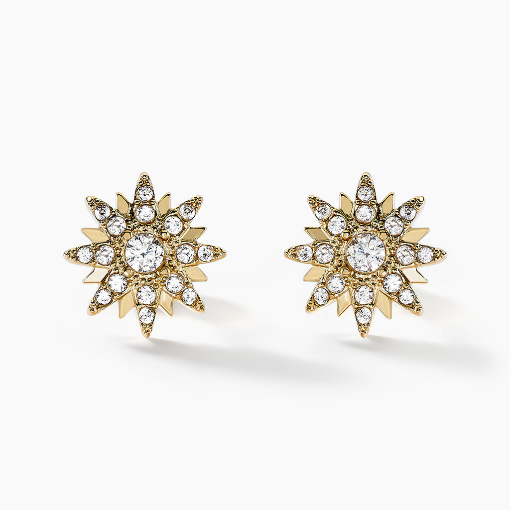 Boucles D'oreilles Puces Eva Acier Jaune Oxyde De Zirconium - Puces Femme | Marc Orian