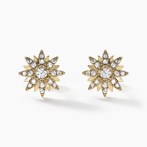 Boucles D'oreilles Puces Eva Acier Jaune Oxyde De Zirconium - Puces Femme | Marc Orian