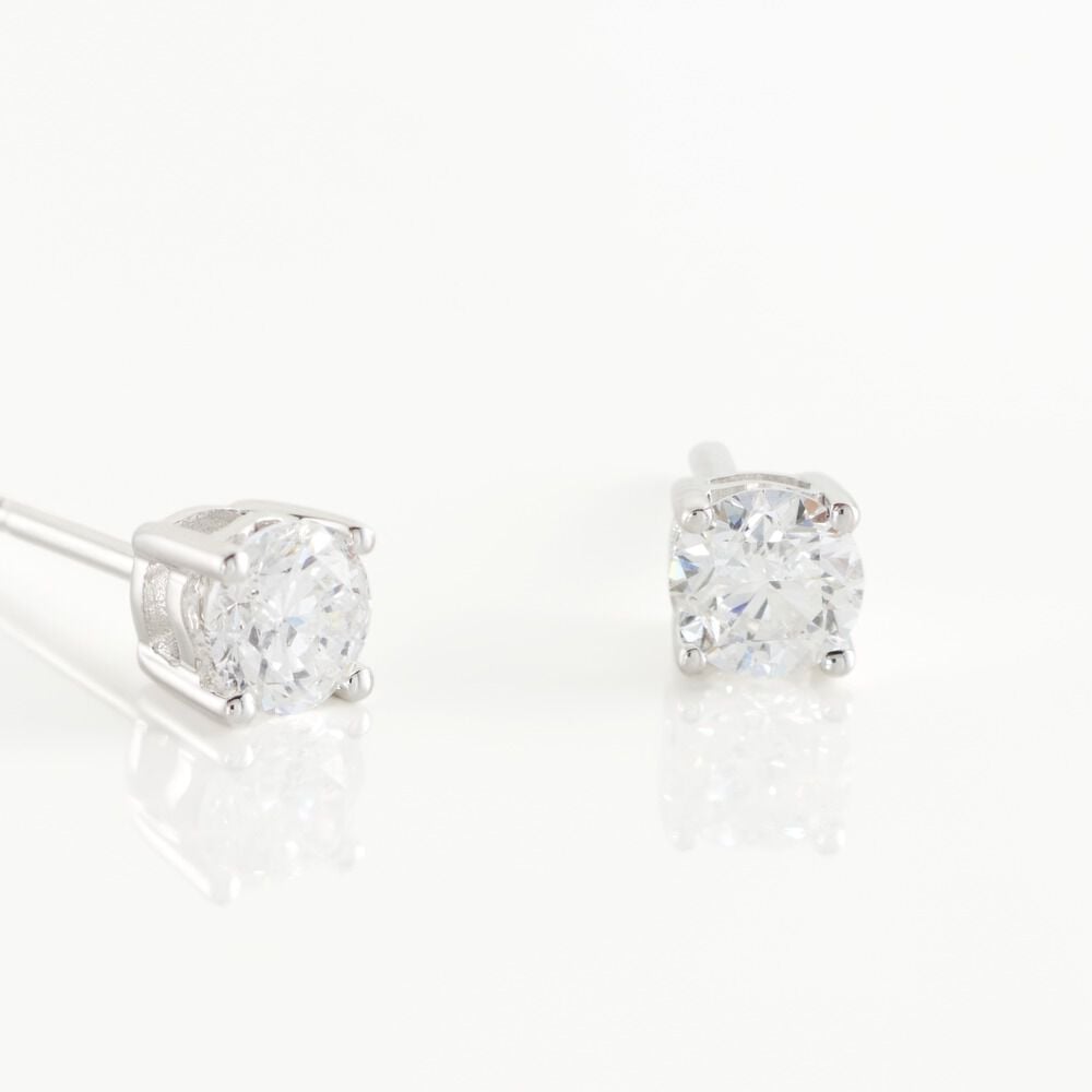 Boucles D'oreilles Puces Or Blanc Victoria Diamants - Puces Femme | Marc Orian