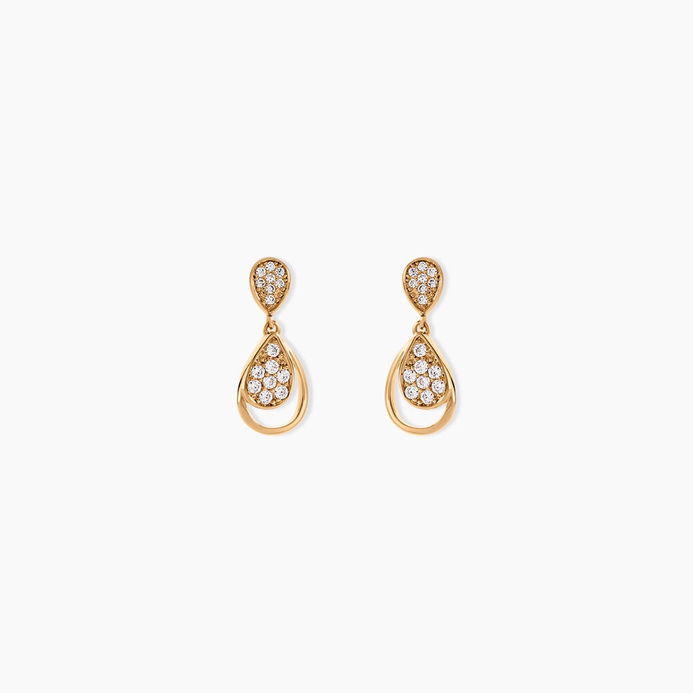 Boucles D'oreilles Pendantes Mahalya Plaqu&eacute; Or Oxyde De Zirconium - Pendantes Femme | Marc Orian