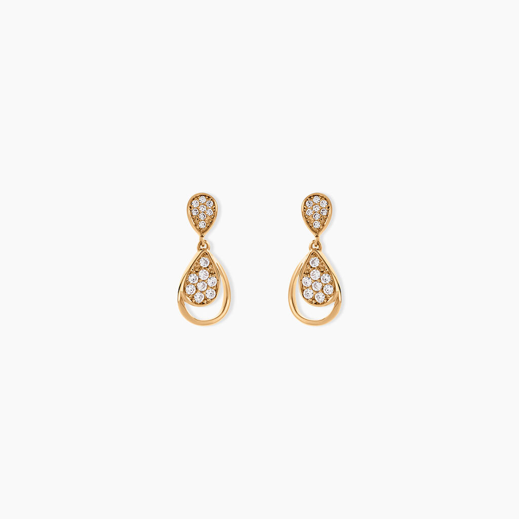 Boucles D'oreilles Pendantes Mahalya Plaqu&eacute; Or Oxyde De Zirconium - Pendantes Femme | Marc Orian