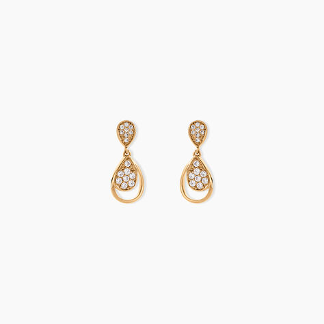 Boucles D'oreilles Pendantes Mahalya Plaqu&eacute; Or Oxyde De Zirconium - Pendantes Femme | Marc Orian