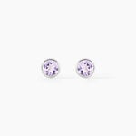 Boucles D'oreilles Puces Edy Serti Clos Or Blanc Amethyste - Puces Femme | Marc Orian