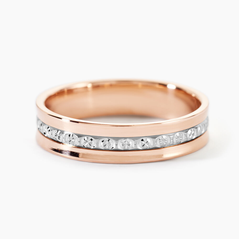 Alliance Fantaisie Diamantee Ruban Plat Or Bicolore - Alliances duo Unisex | Marc Orian