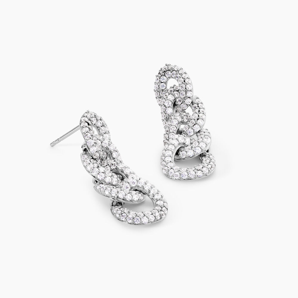 Boucles D'Oreilles Pendantes Madame Argent Blanc Oxyde De Zirconium - Pendantes Femme | Marc Orian