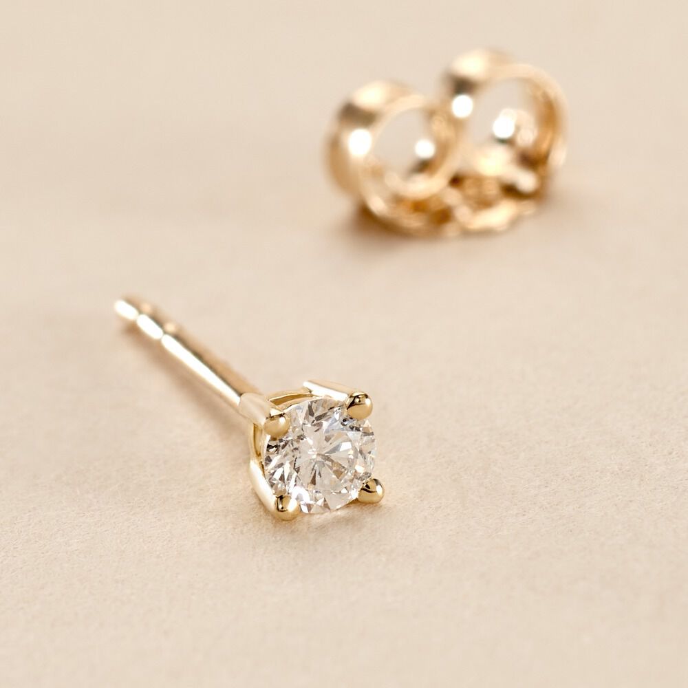 Boucle D'oreille Puce Unitaire Victoria Or Jaune Diamant - Puces Famille | Marc Orian