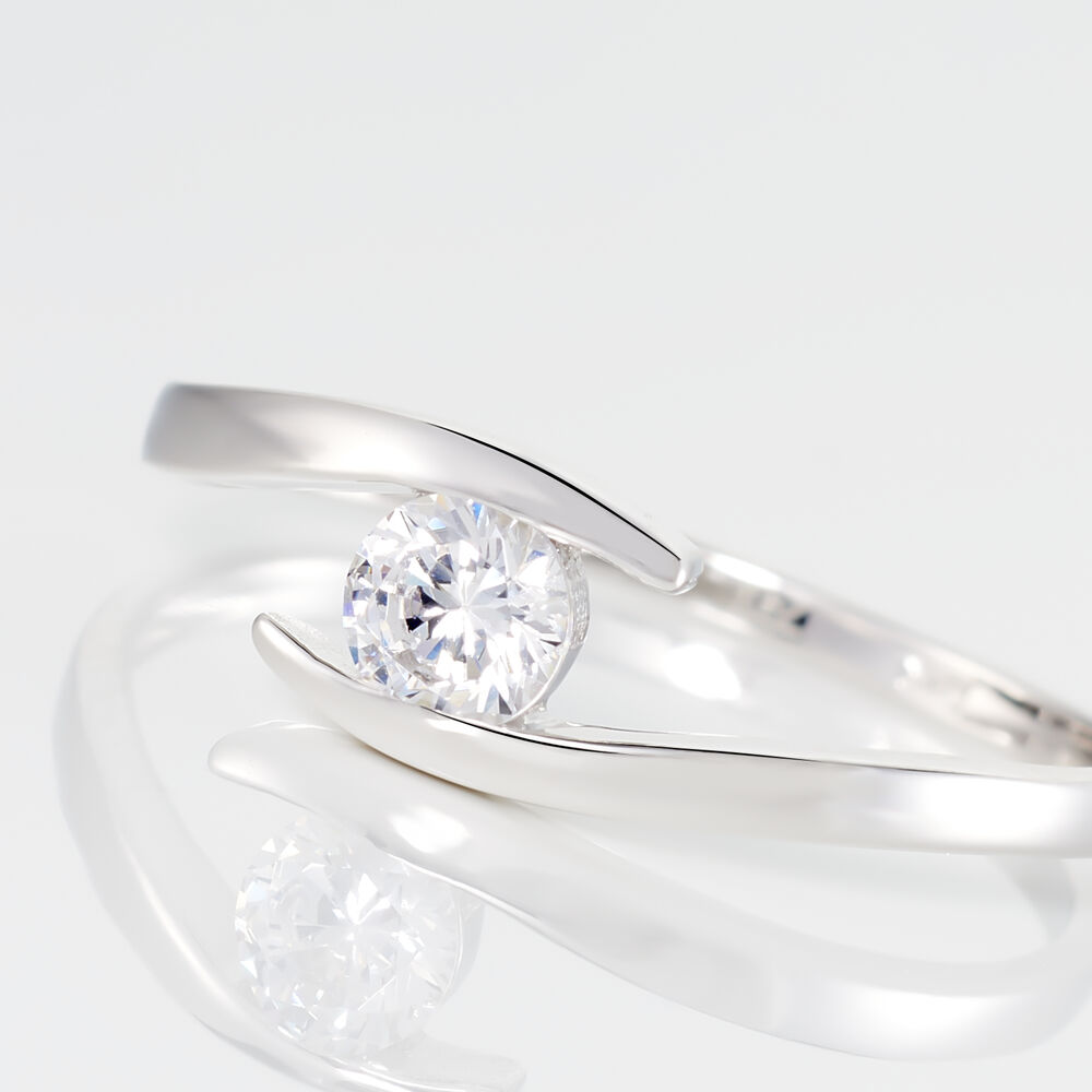 Bague Solitaire Camilia Or Blanc Oxyde De Zirconium - Solitaires Femme | Marc Orian