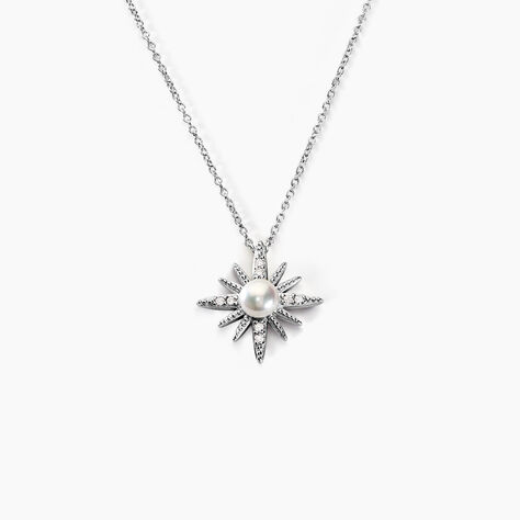 Collier Clementia Argent Blanc Perle De Culture Oxyde De Zirconium - Colliers avec pierres Femme | Marc Orian