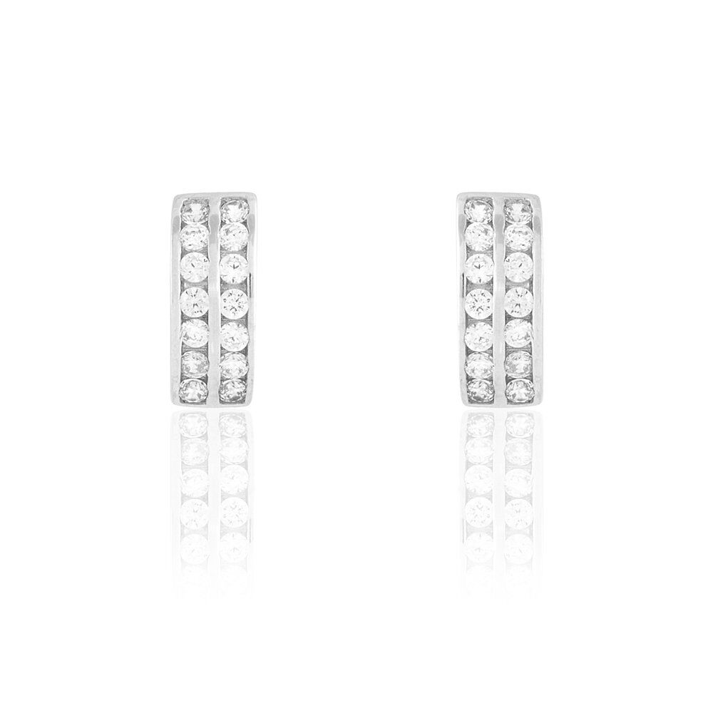 Créoles Jacobee Rondes Or Blanc Oxyde De Zirconium - Créoles Femme | Marc Orian