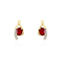 Bijoux D'oreilles Emotion Or Jaune Rubis Diamant