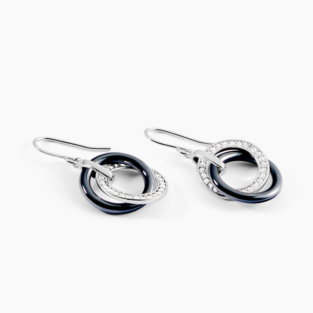 Boucles D'oreilles Pendantes Grizzel Argent Blanc Céramique Et Oxyde - Pendantes Femme | Marc Orian