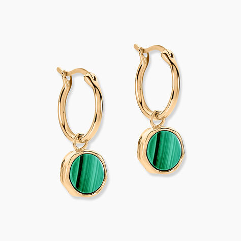 Créoles Plaqué Or Neassa Malachite - Boucles d'oreilles pampille Femme | Marc Orian