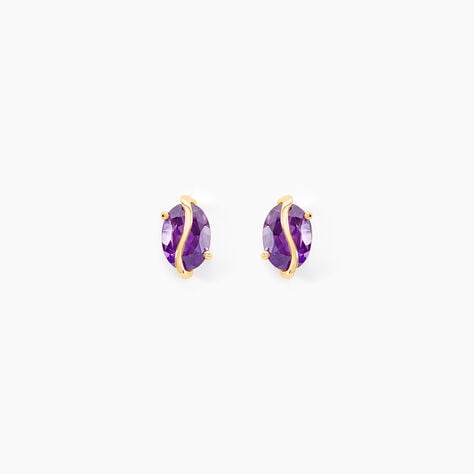 Boucles D'oreilles Puces Or Jaune Prudencia Am&eacute;thystes - Puces Femme | Marc Orian