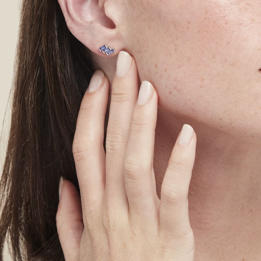 Boucles D'oreilles Puces Andy Argent Blanc Oxyde De Zirconium - Puces Femme | Marc Orian