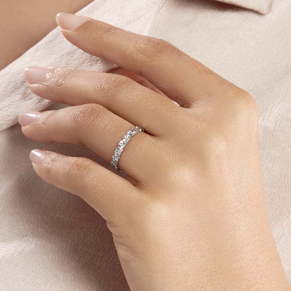 Alliance Fleur Diamantee Ruban Plat Or Blanc - Alliances personnalisées Unisex | Marc Orian