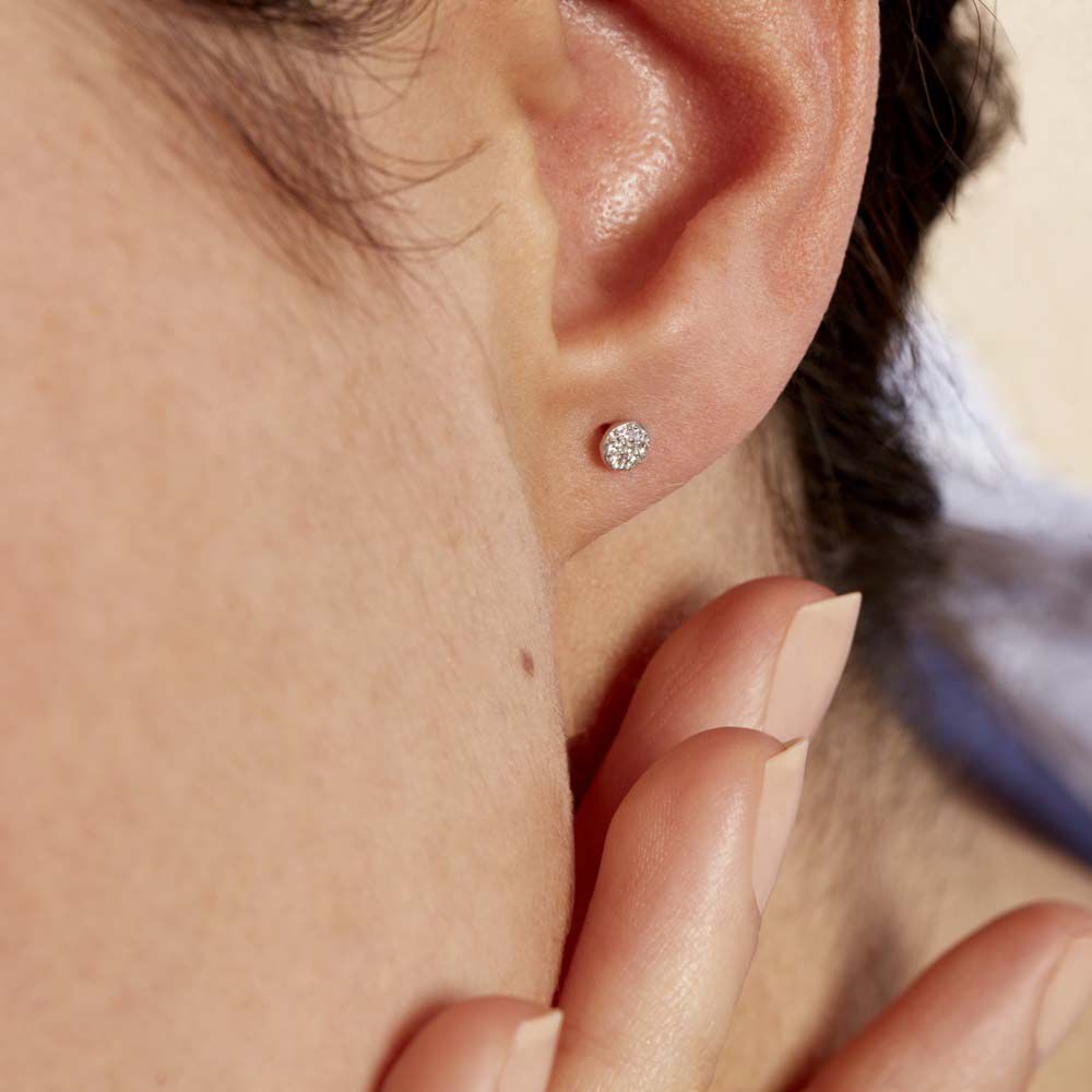 Boucles D'oreilles Puces Teani Or Blanc Diamant - Puces Femme | Marc Orian