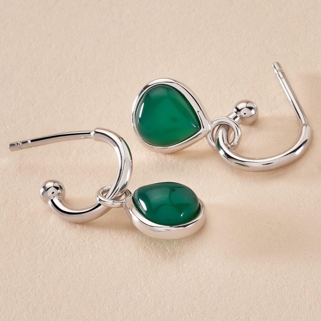 Créoles Tao Argent Blanc Onyx - Boucles d'oreilles Créoles Femme | Marc Orian