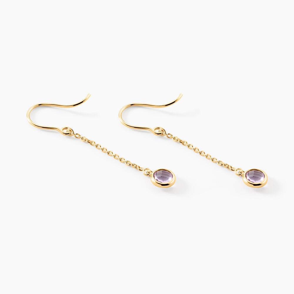 Boucles D'Oreilles Pendantes Arenale Argent Dor&eacute; A L'Or 750/1000 Am&eacute;thyste - Pendantes Femme | Marc Orian
