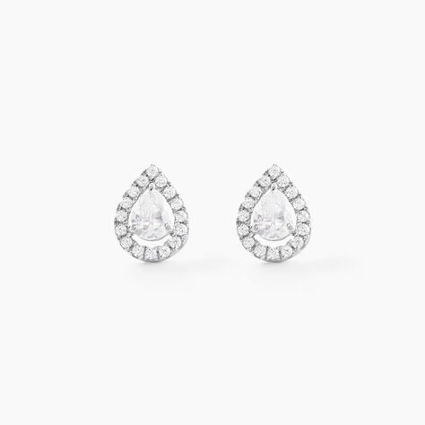 Boucles D'oreilles Puces Hildana Or Blanc Oxyde De Zirconium - Puces Femme | Marc Orian