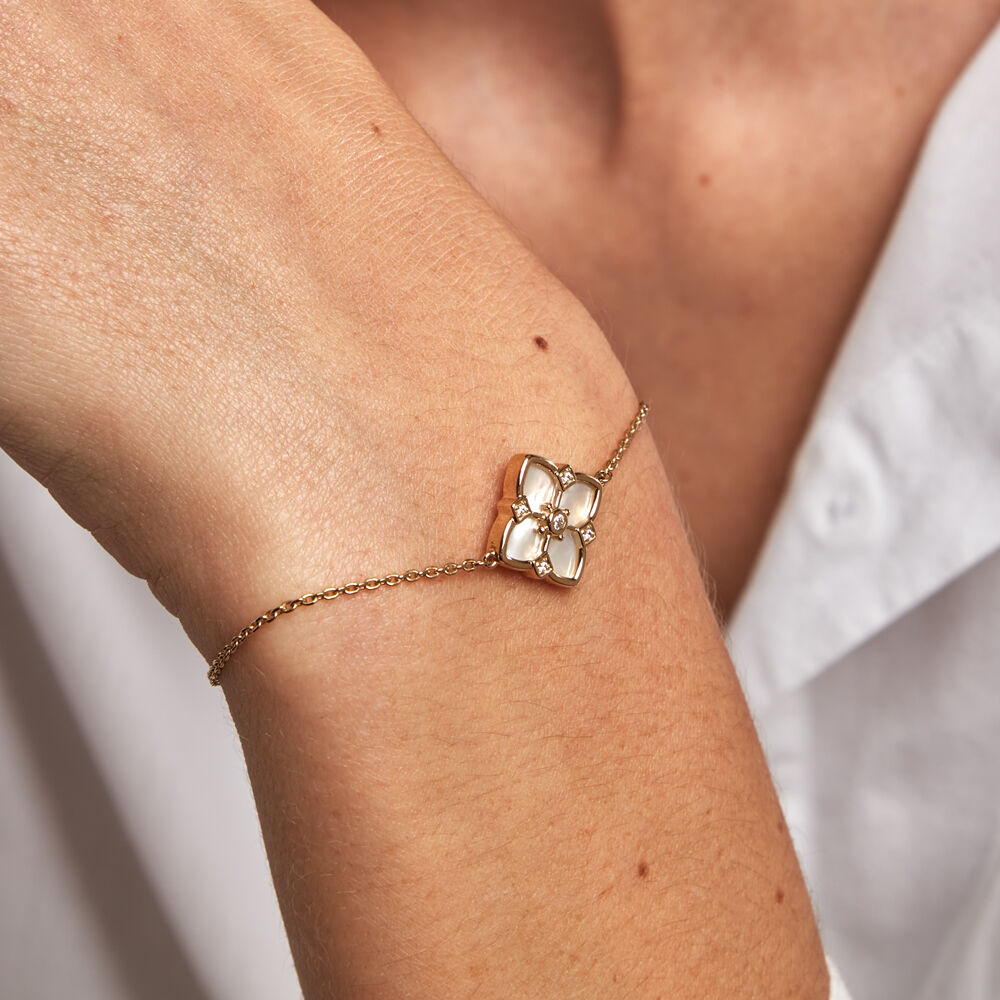 Bracelet Cassian Plaque Or Doré Nacre Oxyde De Zirconium - Bracelets chaînes Femme | Marc Orian