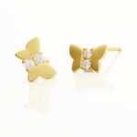 Boucles D'oreilles Puces Jadon Papillon Or Jaune Oxyde De Zirconium - Puces Femme | Marc Orian