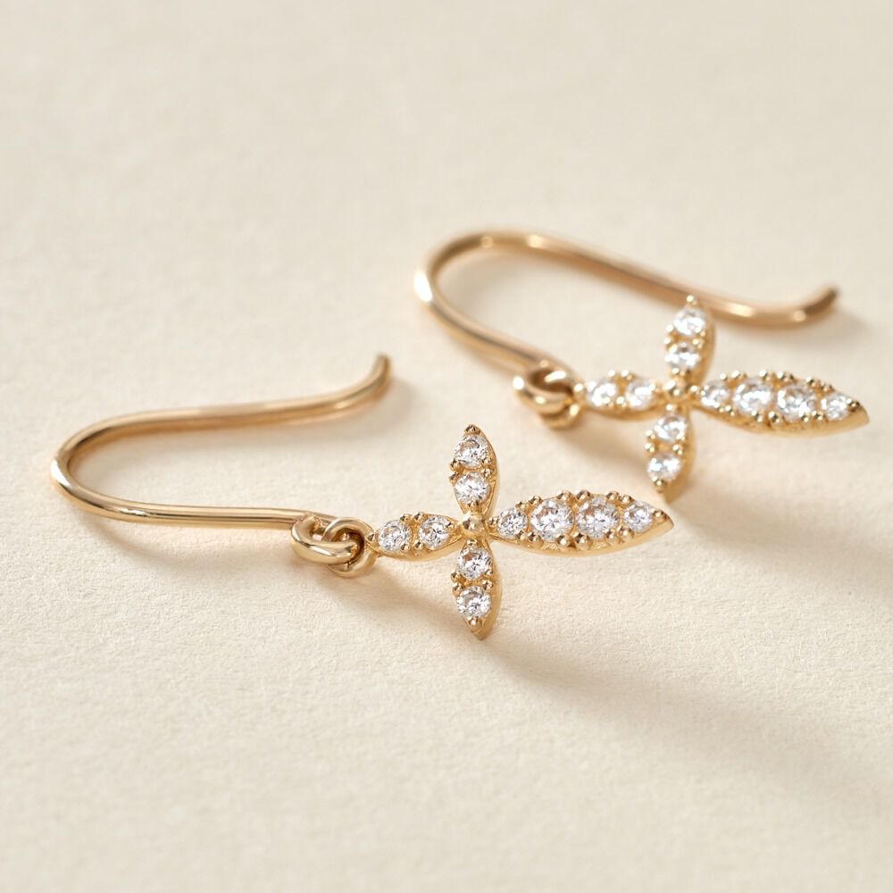 Boucles D'oreilles Pendantes Chastity Or Jaune Oxyde De Zirconium - Pendantes Femme | Marc Orian