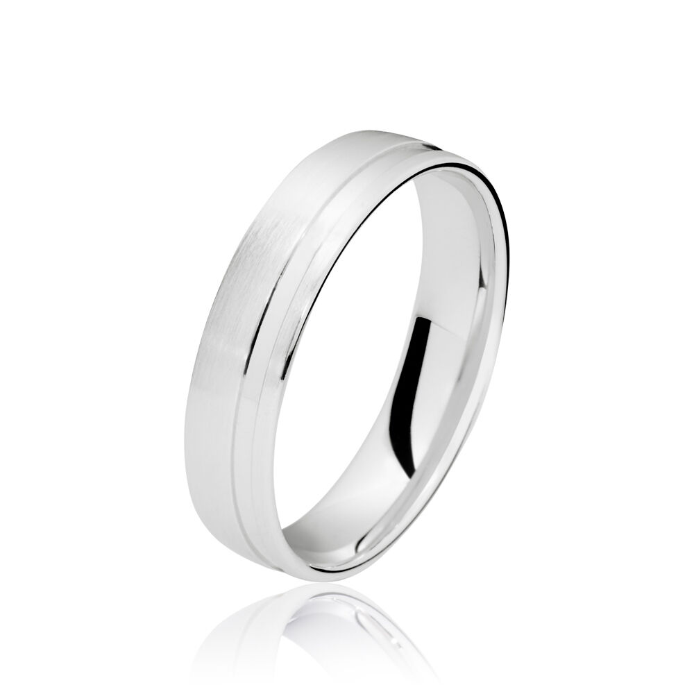 Alliance Julio Ruban Poli Brosse Or Blanc - Alliances duo Unisex | Marc Orian