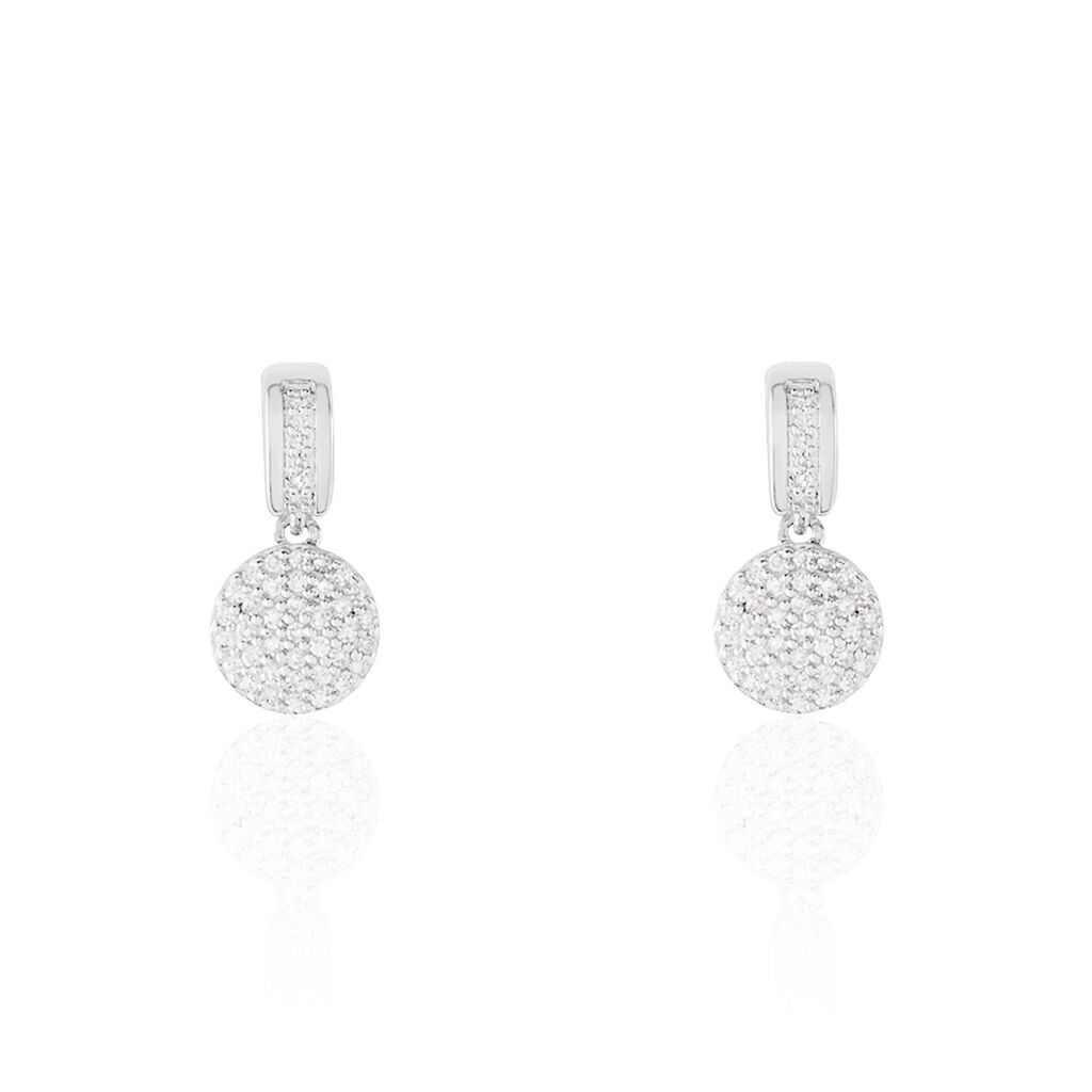 Boucles D'oreilles Pendantes Lisyae Or Blanc Diamant - Pendantes Femme | Marc Orian