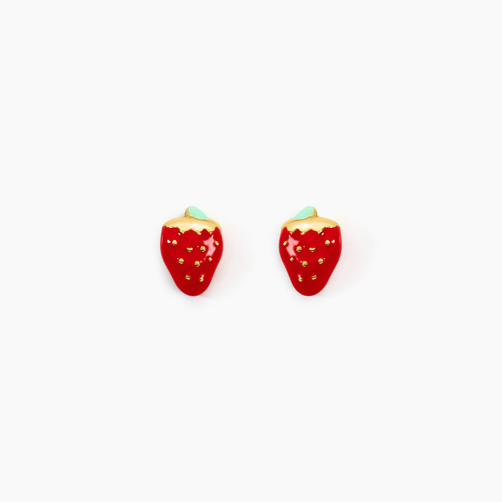 Boucles D'oreilles Puces Fraise Or Jaune - Puces Enfant | Marc Orian