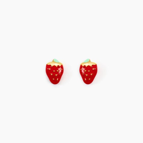 Boucles D'oreilles Puces Fraise Or Jaune - Puces Enfant | Marc Orian
