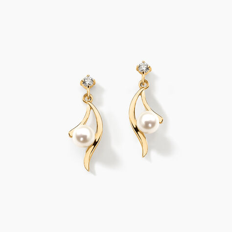 Boucles D'oreilles Pendantes Orientale Or Jaune Perle De Culture - Pendantes Femme | Marc Orian
