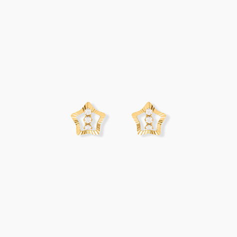 Boucles D'oreilles Puces Elais Etoile 5 Or Jaune Oxyde - Puces Femme | Marc Orian